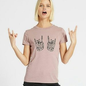 Adam Levine velvet skeleton "rock on" t shirt